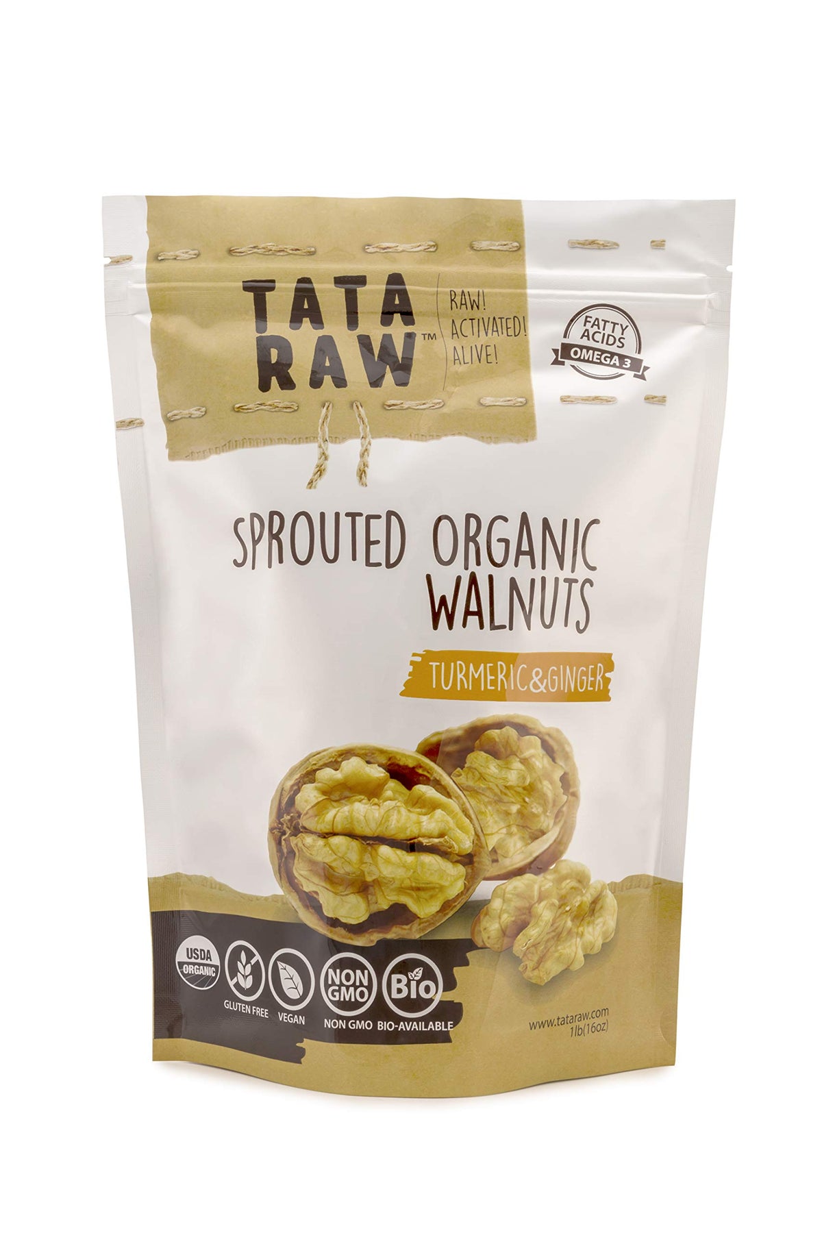 TATA RAW sprouted maple walnuts in a jar for wholesome snacking