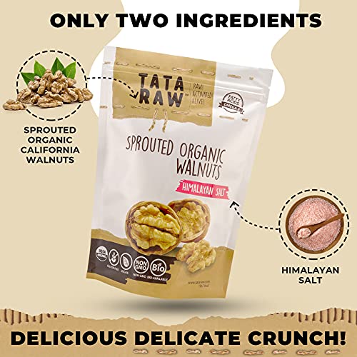 TATA RAW sprouted walnuts in a bowl, perfect as a protein-rich snack.
