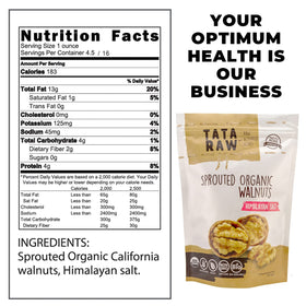 TATA RAW sprouted walnuts on salad boost flavor and texture.