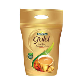 Tata Tea Gold pack shot highlighting premium leaves and inviting aroma.