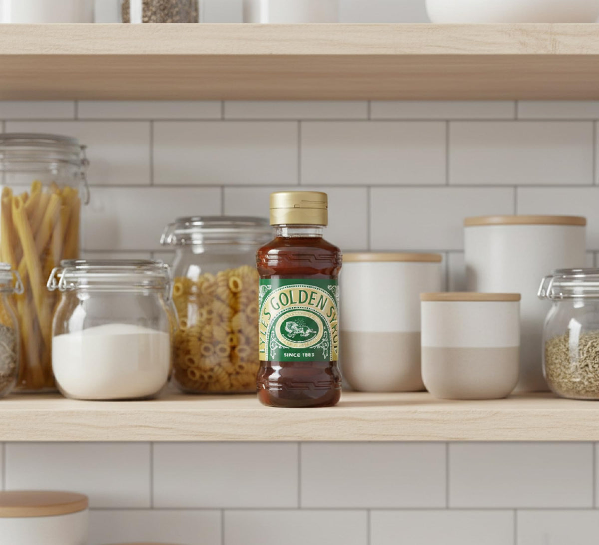 Tate & Lyle's Squeezy Golden Syrup on pancakes for sweetness.