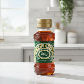 Tate & Lyle's Squeezy Golden Syrup being poured over porridge.