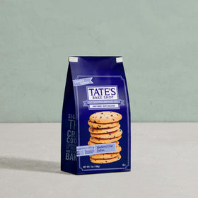 Gift-ready Tate's Blueberry Crisp Cookies tin, ideal for baskets and gifts.