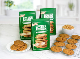 Tate's Butter Crunch cookies arranged on a dessert tray for easy party snacks.