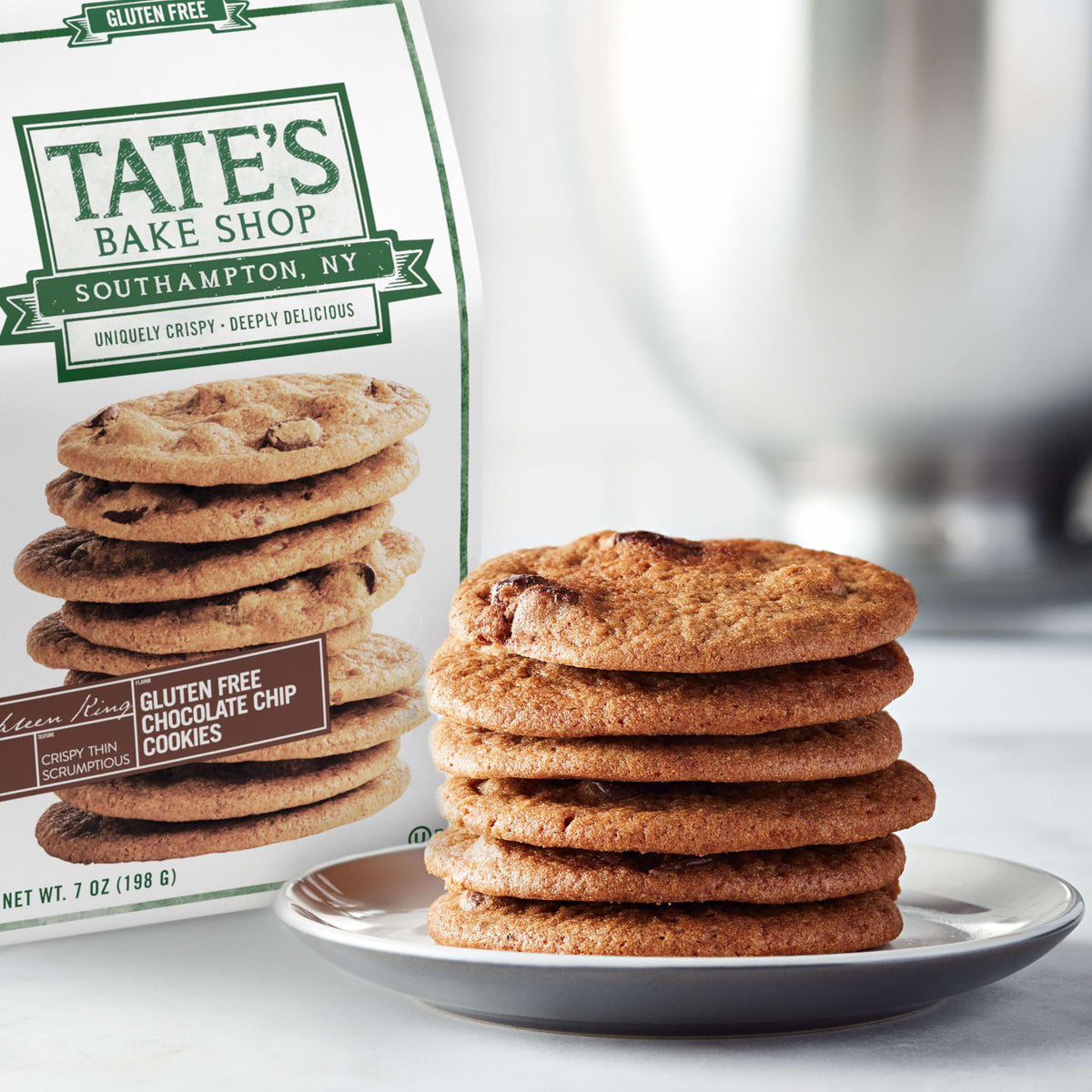 Tate's Bake Shop buttery thin cookies close-up showing crisp edges.