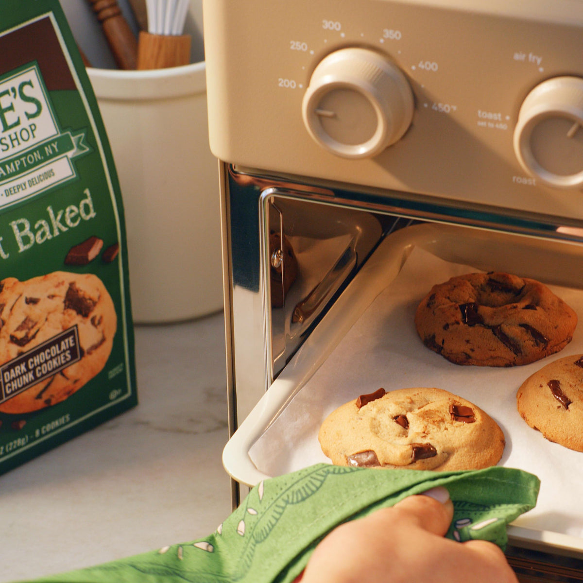 Tate's Bake Shop Soft Baked Chocolate Chip close-up shows melty chips