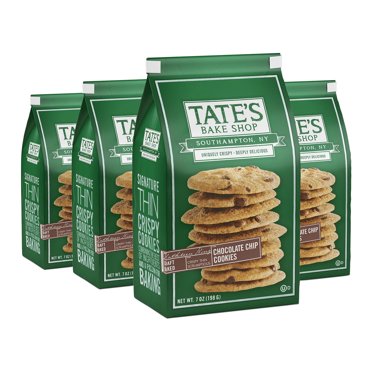 Tate's Bake Shop Chocolate Chip Cookies front pack, crispy, buttery bites for gatherings.