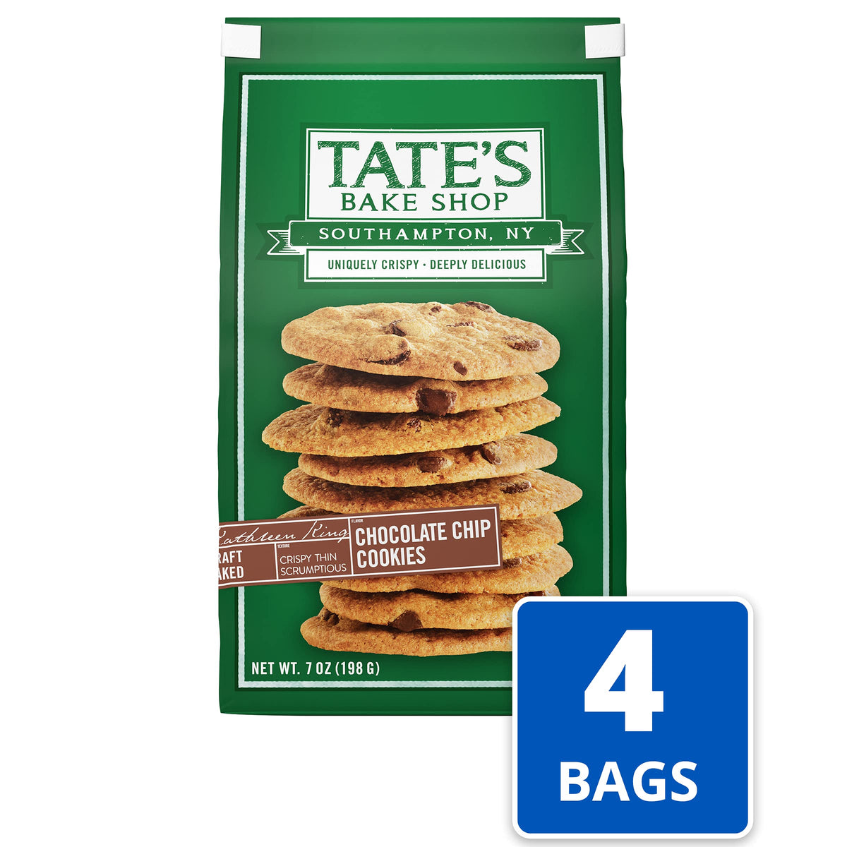 Tate's Bake Shop cookies in a reseal bag, preserving freshness between snacks.