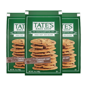 Tate's Bake Shop Chocolate Chip Cookies three-pack on display for tray presentations
