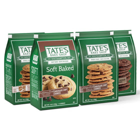 Tate's Bake Shop chocolate chip cookies variety pack bag close-up, ideal for entertaining.