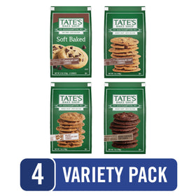 Tate's Double Chocolate Chip Cookies bag, rich dark chocolate for dessert thrills.