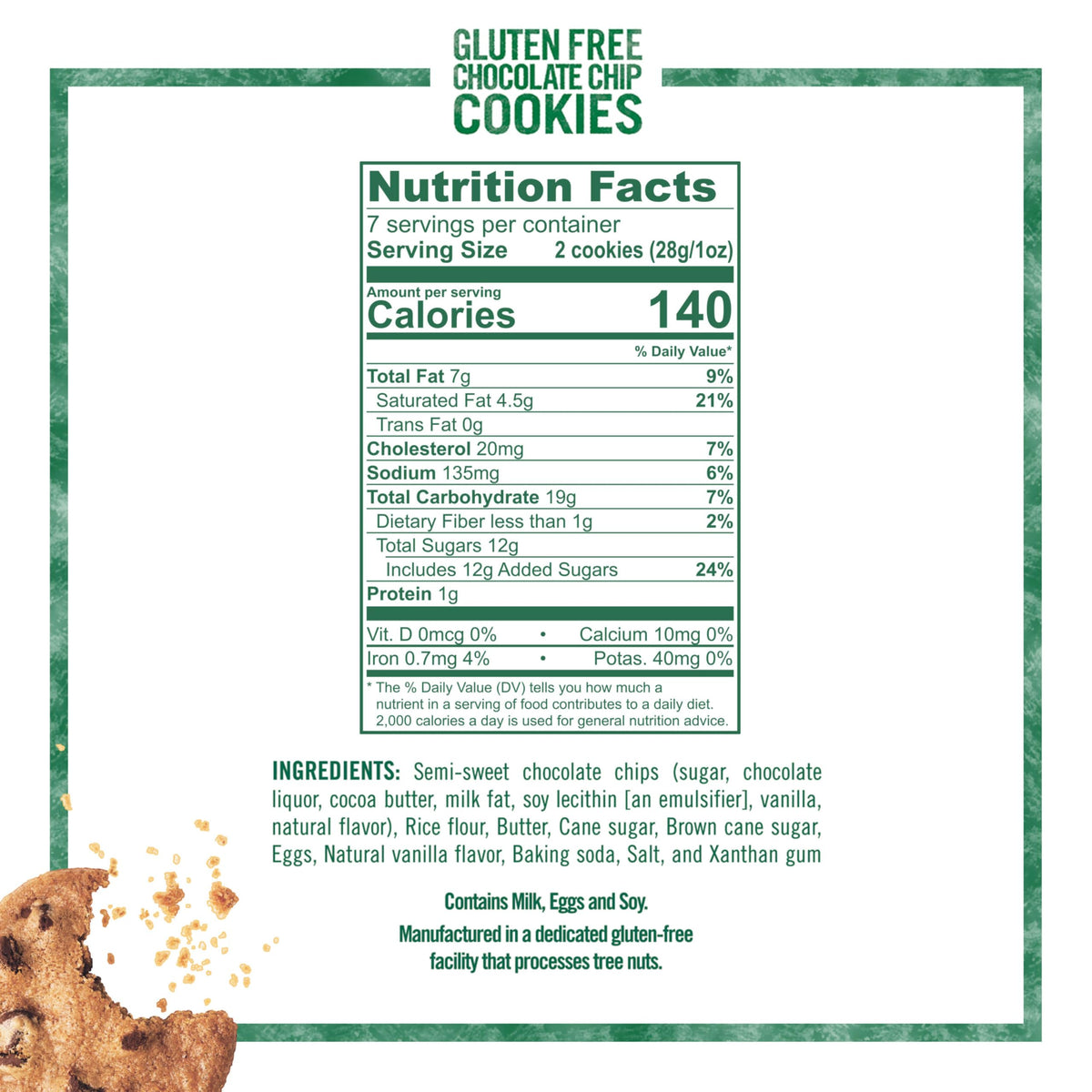 Tate's Bake Shop gluten free cookies made with rice flour offer a buttery chocolate chip taste.