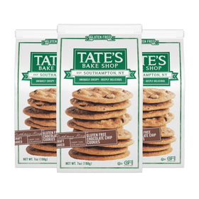 Tate's Bake Shop gluten free cookies in three 7 oz bags ideal for gatherings.