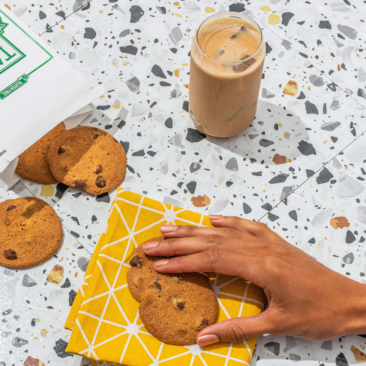 Tate's Bake Shop gluten-free cookies baked sheet close-up, showcasing thin, crisp edges.