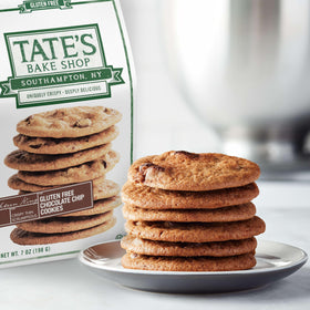 Tate's Bake Shop gluten-free cookies on a serving tray, ideal for party grazing.
