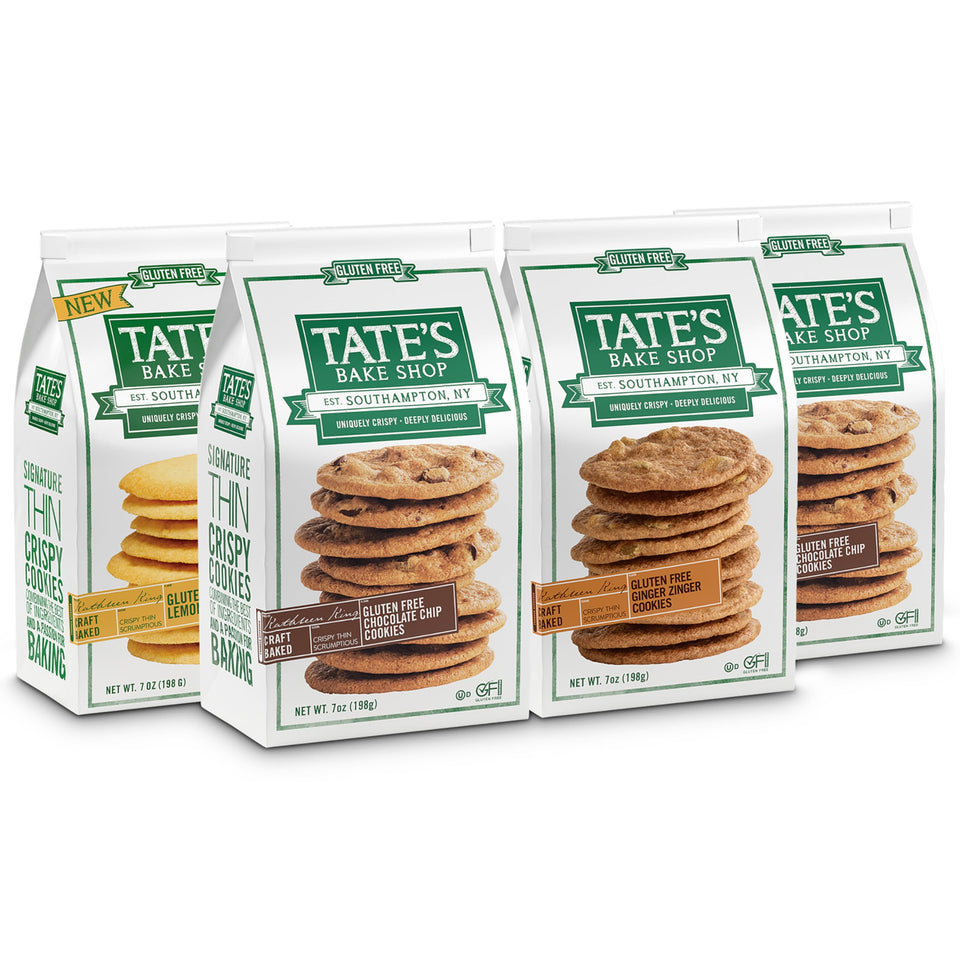 Tate's Bake Shop gluten free lemon cookies on plate showing bright citrus flavor