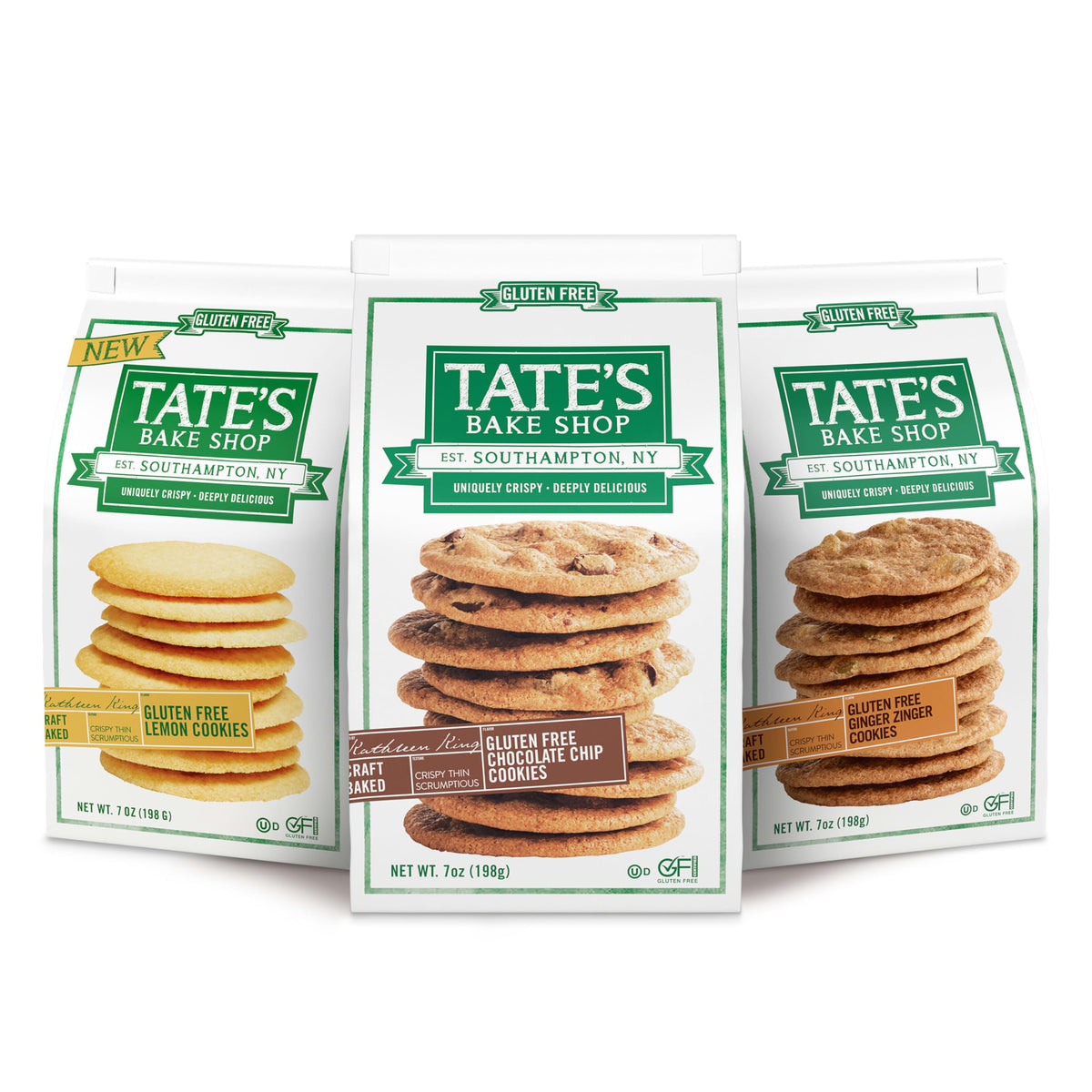 Tate's Bake Shop gluten-free lemon cookies on packaging, ideal for a vibrant party tray.