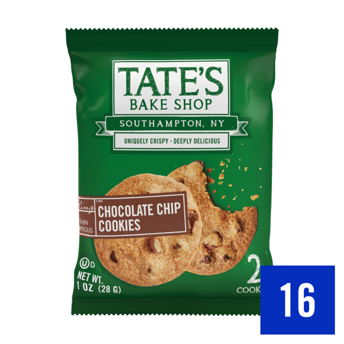 Tate's Bake Shop individually wrapped two-cookie packs ideal for on-the-go snacking