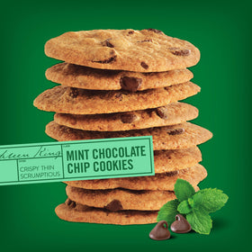 Close-up of Tate's Mint Chocolate Chip Cookies showing generously studded chips.