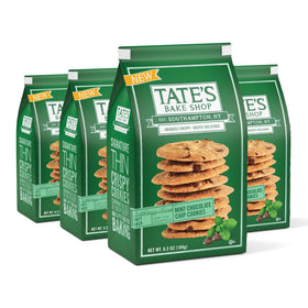 Tate's Bake Shop Mint Chocolate Chip Cookies on a serving tray, ideal party snacks.