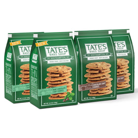 Tate's Bake Shop Mint Chocolate Chip Cookies in packaging for freshness and convenience.