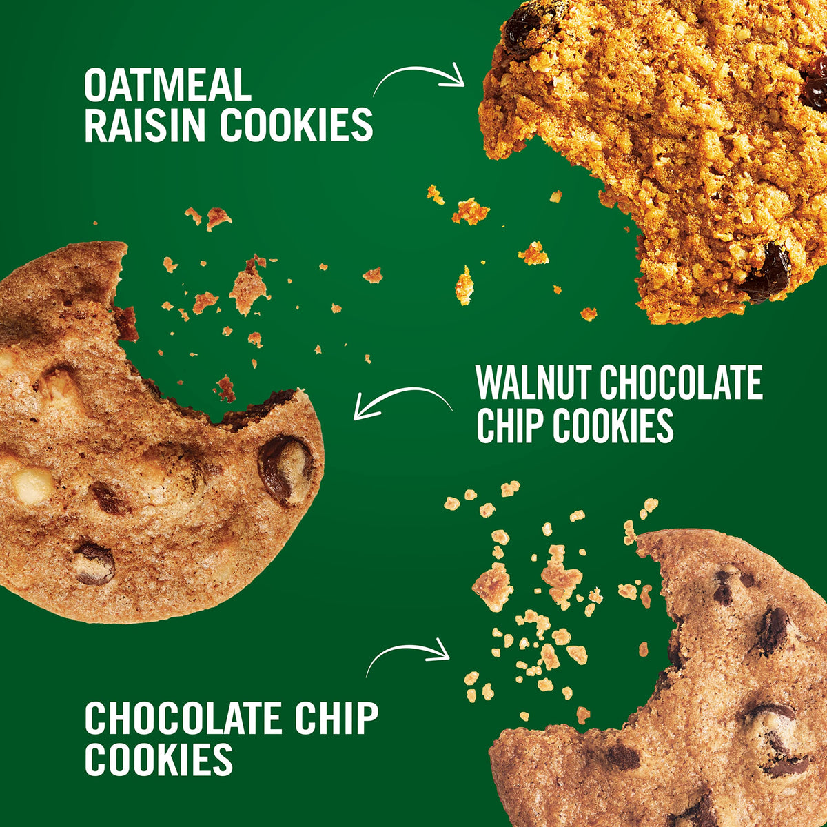 Tate's Oatmeal Raisin cookies close-up, warm aroma for coffee break