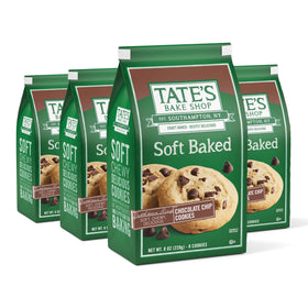 Tate's Bake Shop soft baked chocolate chip cookies in a resealable bag for freshness
