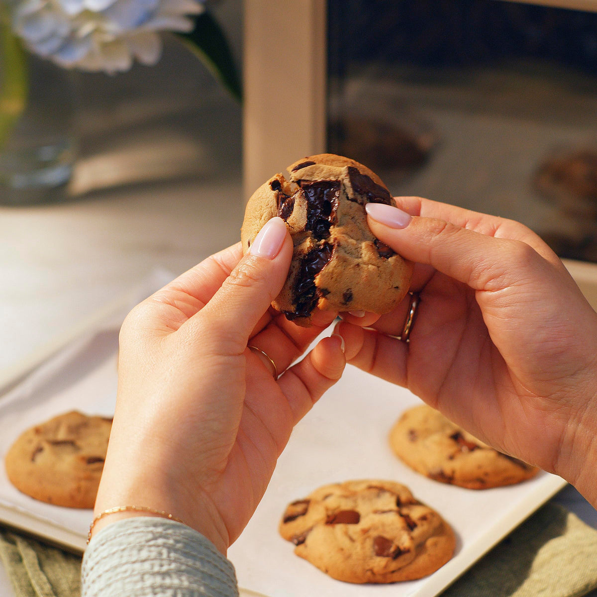 Tate's Bake Shop dark chocolate chunks close-up highlights premium ingredients