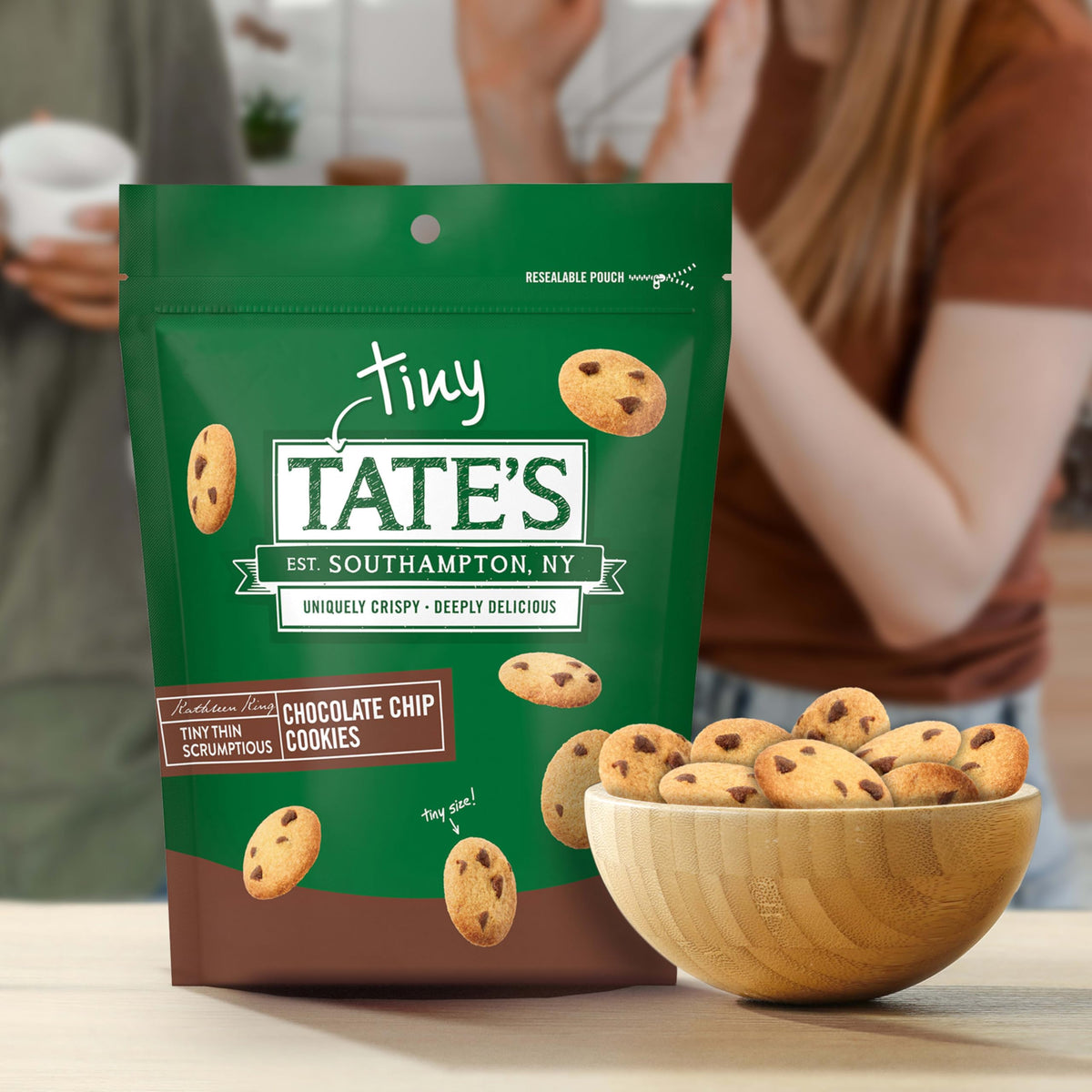 Tate's Bake Shop Tiny Cookies beside milk for quick dunking