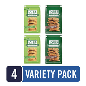 Tate's Bake Shop variety pack in reclosable bags keeps cookies fresh.