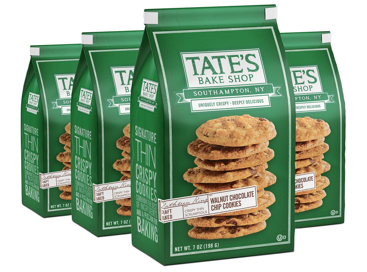 Tate's Bake Shop Walnut Chocolate Chip Cookies four-bag pack for easy sharing