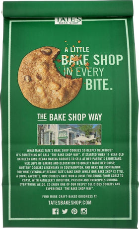 Packaging view of Tate's Chocolate Chip Walnut cookies two-pack format.