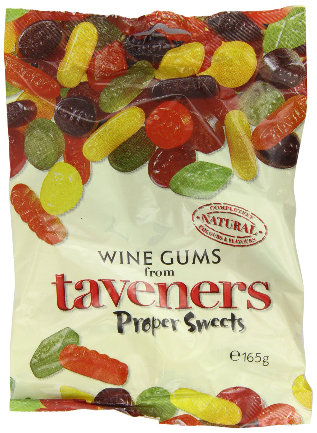 Taveners Wine Gums front packaging with natural colors for flavorful snacking