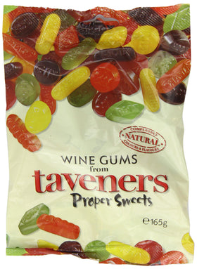 Taveners Wine Gums front packaging with natural colors for flavorful snacking