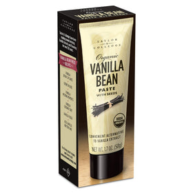 Close-up of vanilla seeds in paste highlights authentic beans