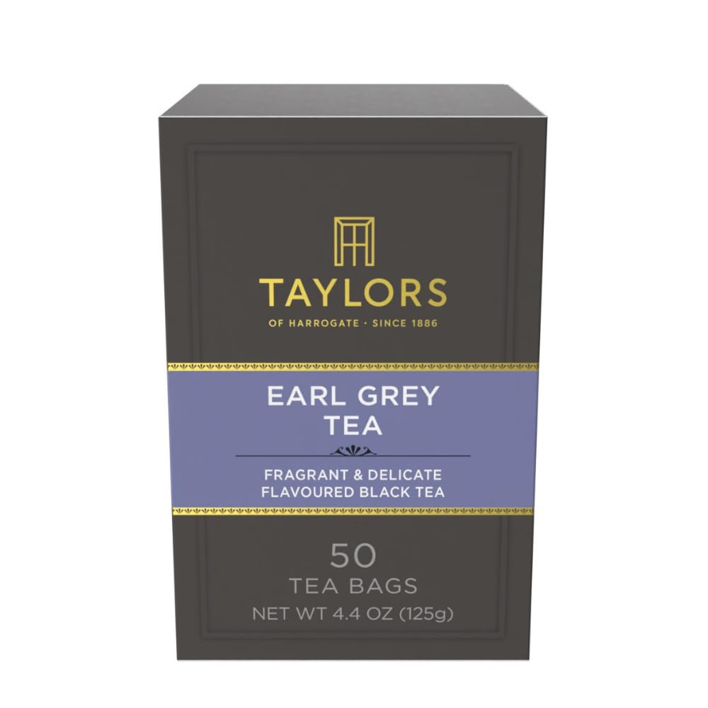 Taylors of Harrogate Earl Grey tea bags in a six-box pack for daily brewing