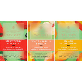 Taylors of Harrogate Strawberry Vanilla infusion tea bags for a mellow afternoon