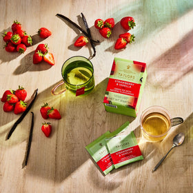 Steeping Taylors of Harrogate Strawberry and Vanilla green tea reveals inviting aroma