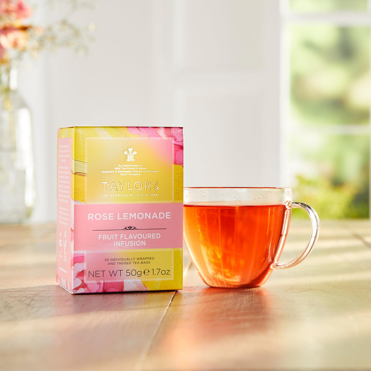 Taylors of Harrogate Sweet Rhubarb tea bags tart-sweet fruit infusion