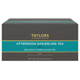 Taylors of Harrogate Afternoon Darjeeling tea bags ready for a delicate, fragrant cup.