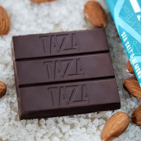Taza Amaze Bar packaging close-up; pantry-friendly treat.