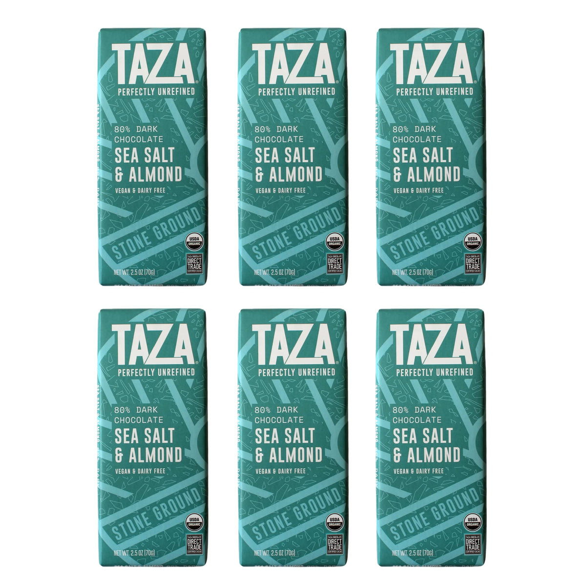 Taza Amaze Bar 80% sea salt almond 6-pack for sharing and gifting.
