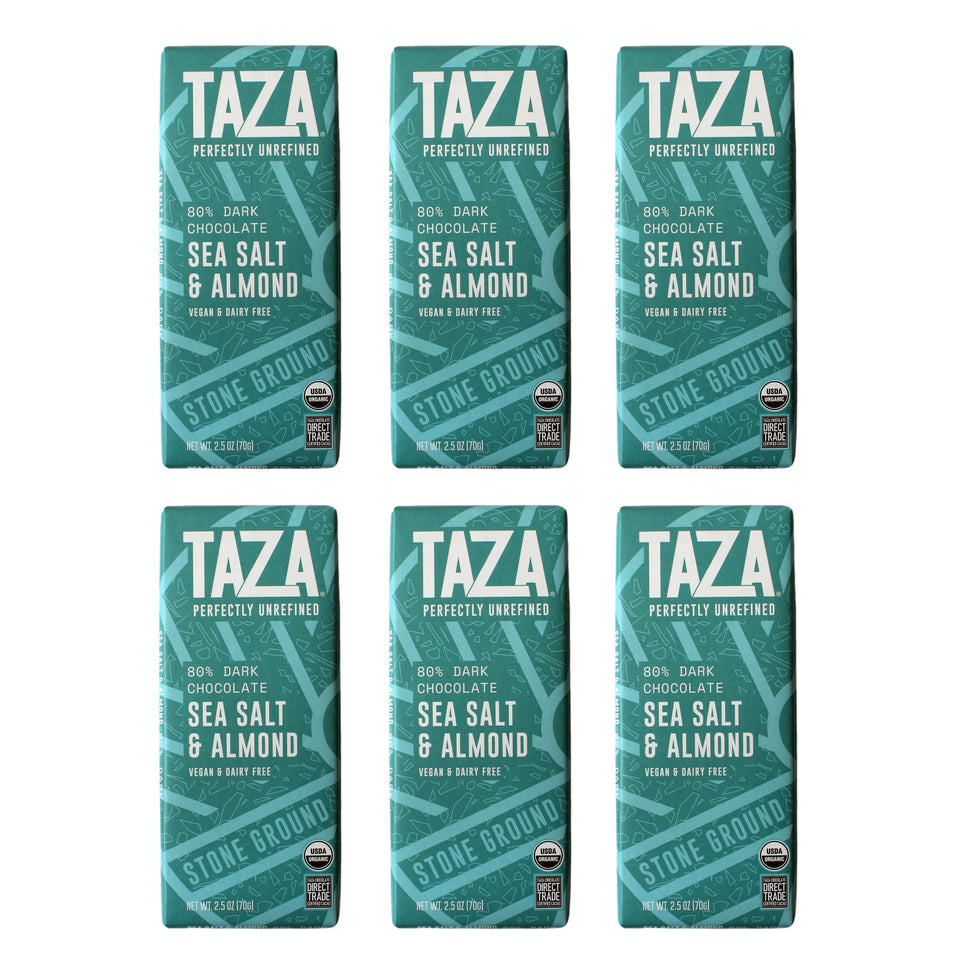 Taza Amaze Bar 80% sea salt almond 6-pack for sharing and gifting.