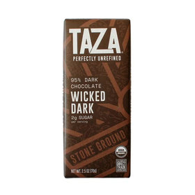 Taza Amaze Bar 95% discs highlight rustic stone-ground texture and bright cacao notes.