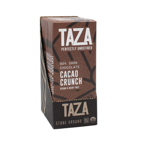 Taza Amaze Bar Raspberry Crunch with 80% cacao stone-ground chocolate and raspberry notes.