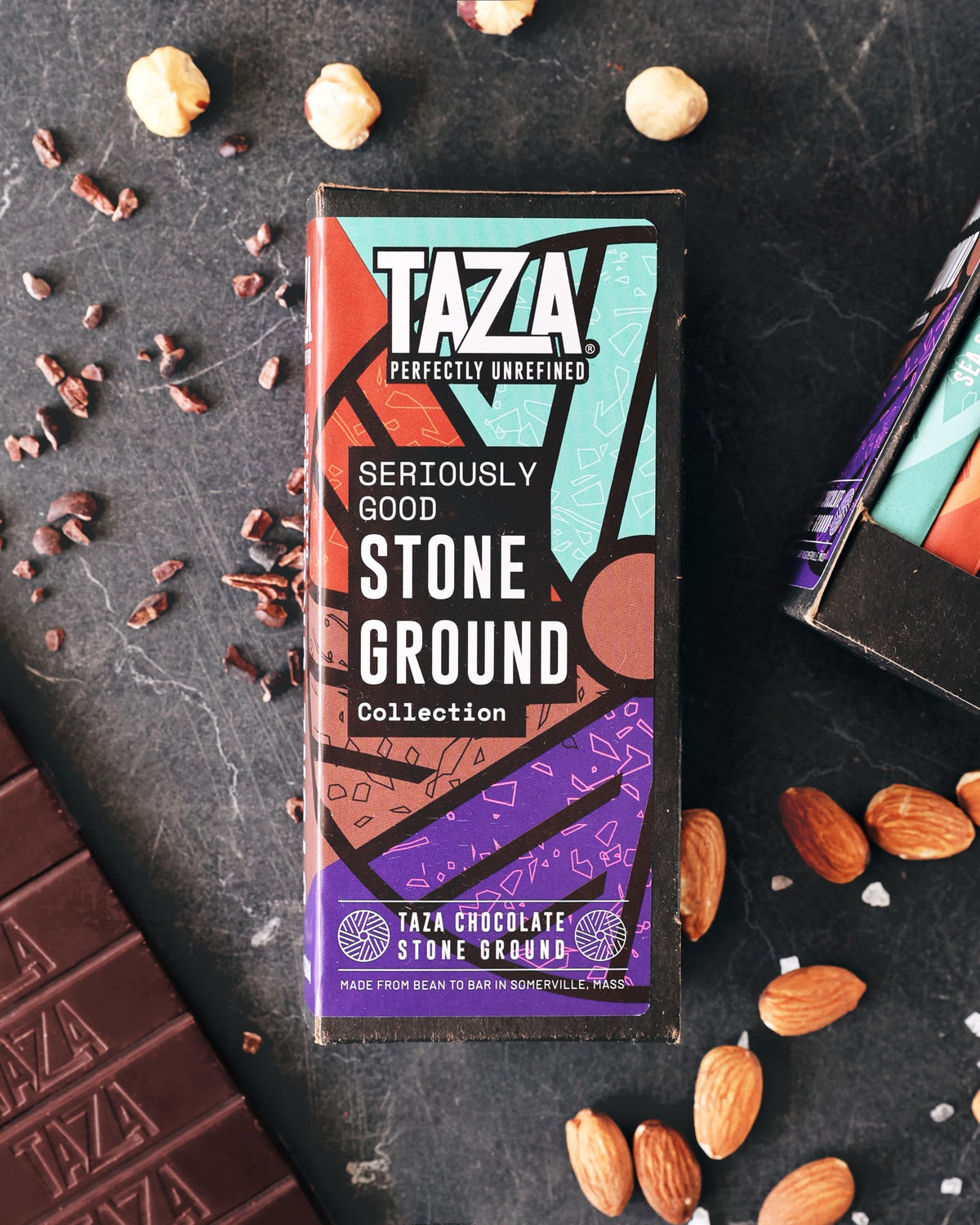 Taza Cacao Crunch bar offers bold texture and rich cacao.