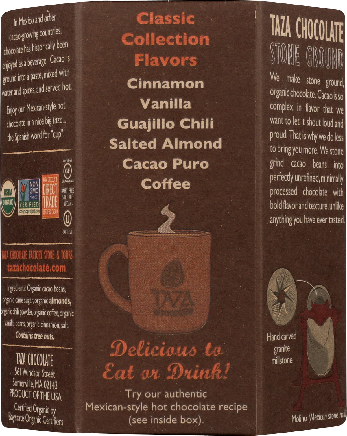 Taza Mexicano Coffee disc close-up reveals rich aroma and bold finish.
