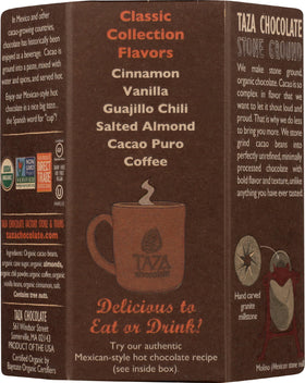 Taza Mexicano Coffee disc close-up reveals rich aroma and bold finish.