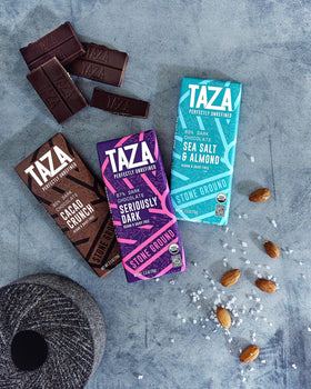 Chocolate chunk with almonds demonstrates the bar's nutty texture.