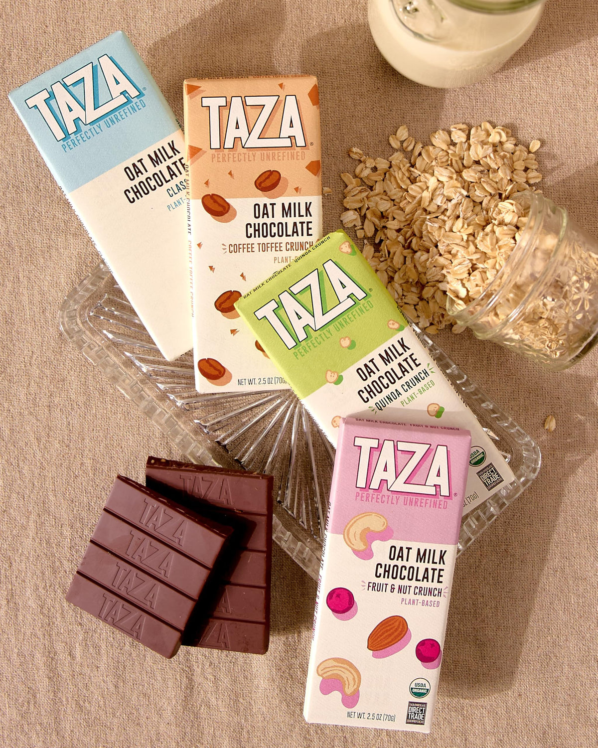Taza Chocolate Organic Oat Milk Bar Coffee Toffee, coffee aroma meets dairy-free chocolate.
